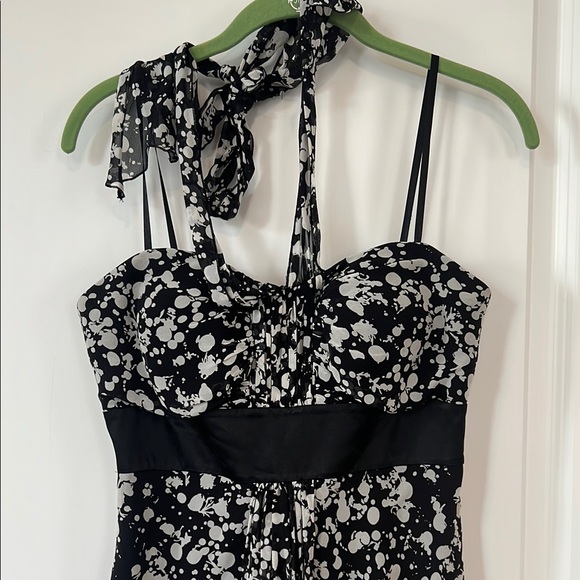 Max & Cleo Black and White Halter Midi Sundress - Picture 2 of 9